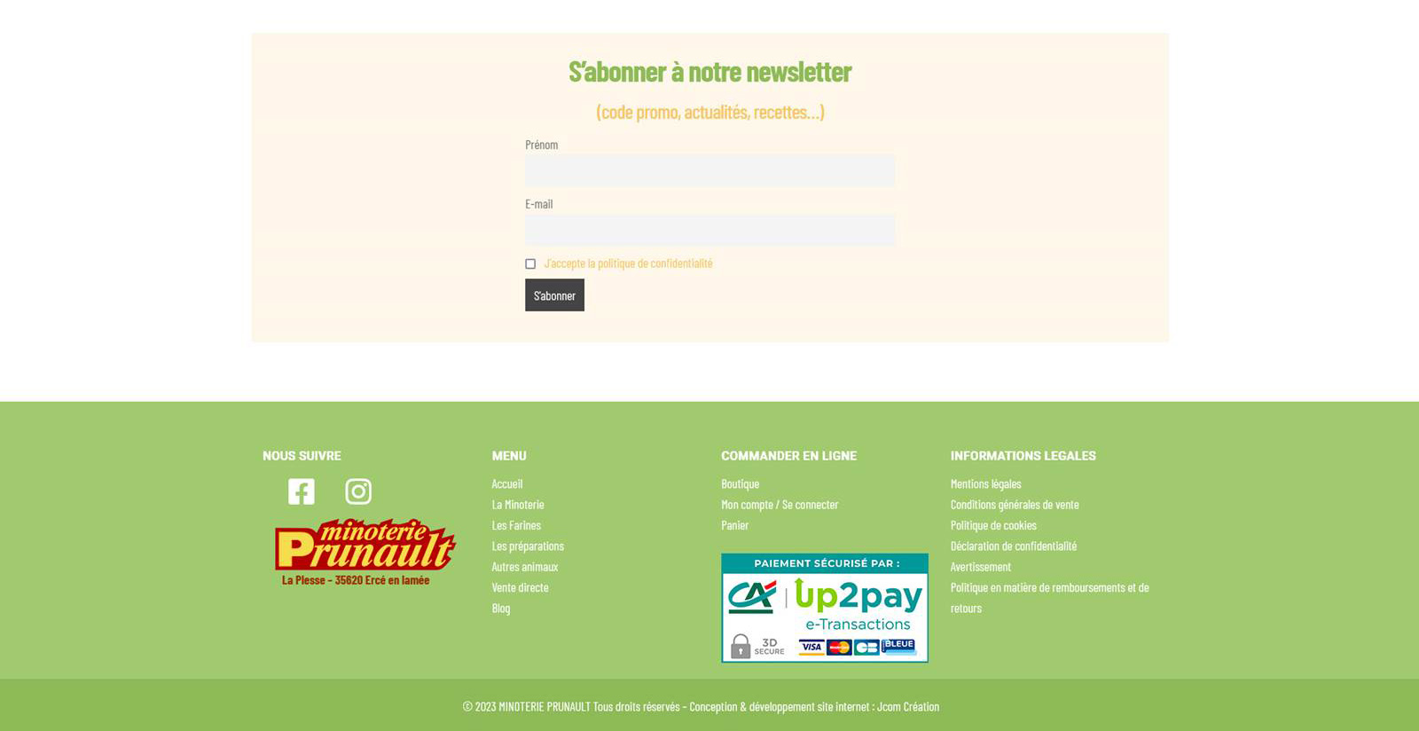site e-commerce Minoterie Prunault